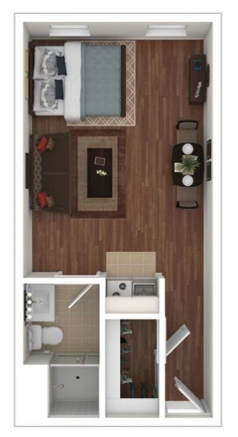 Floor plan for studio, 1 bath, 450 sqft